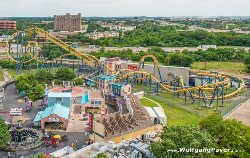 Aerial shot of Batman the Ride