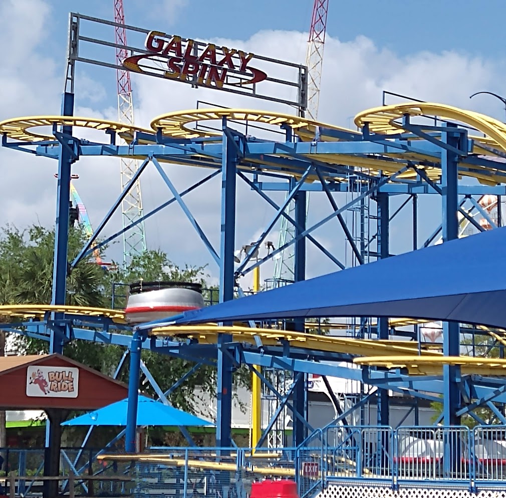 Galaxy Spin coaster, you can see the sign and theres an empty car halfway through the track